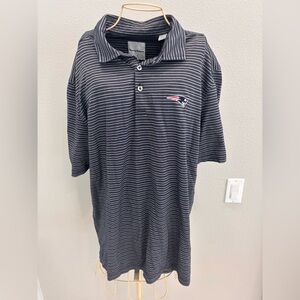 Tommy Bahama Men's Striped XL Polo Shirt - Navy Blue with New England Patriots